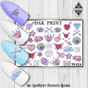 Наклейки для ногтей слайдер дизайн W 424