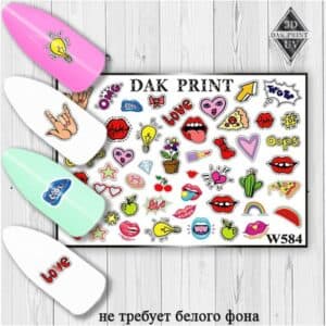 Наклейки для ногтей слайдер дизайн  W 584