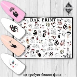 Наклейки для ногтей слайдер дизайн  W 621