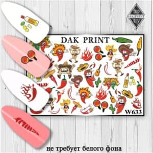 Наклейки для ногтей слайдер дизайн  W 633